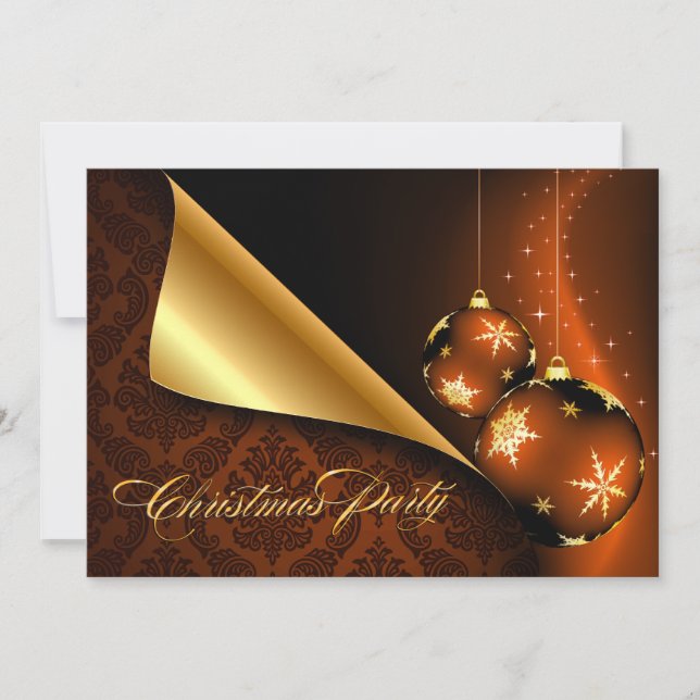 Bronze Black Gold Elegant Embellishment Christmas Invitation (Front)