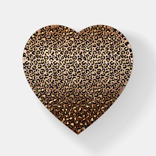Bronze Black Gold Ombre Leopard Print  Paperweight (Front)