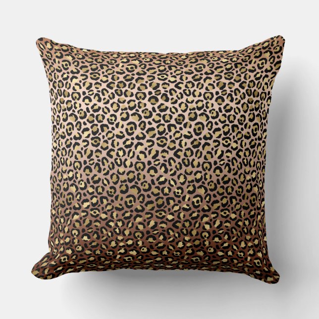 Bronze Black Gold Ombre Leopard Print     Throw Pillow (Front)
