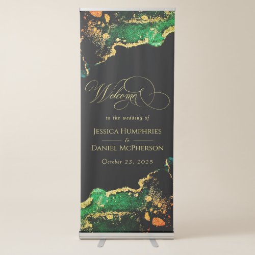 Bronze Black Green Gold Wedding Welcome Banner