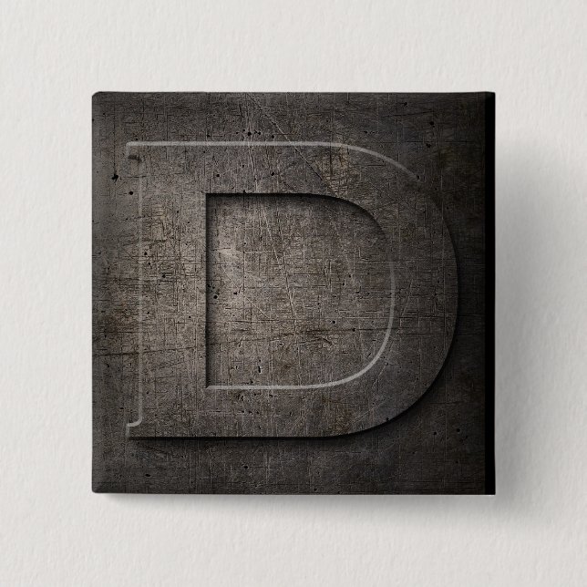 Bronze Black Metal D Monogram square Button (Front)