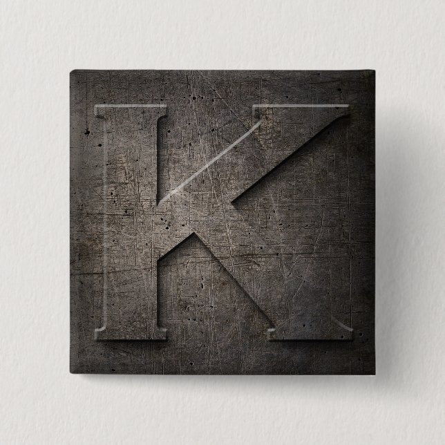Bronze Black Metal K Monogram square Button (Front)