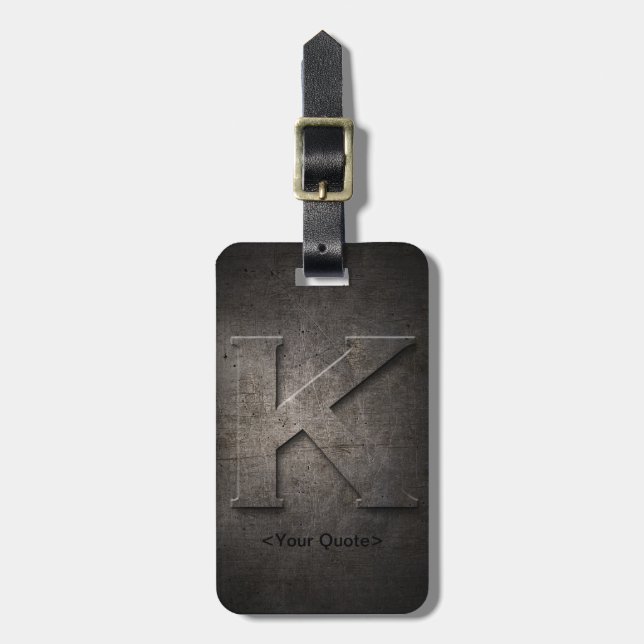 Bronze Black Metal K Monogram Travel Luggage Tag (Front Vertical)