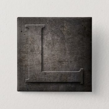 Bronze Black Metal L Monogram Square Button by plurals at Zazzle