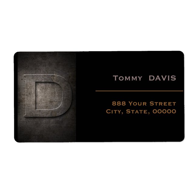 Bronze Black Metal Monogram D Address Label (Front)