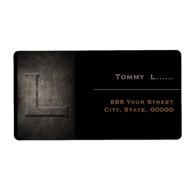 Bronze Black Metal Monogram L Address Labels (Front)