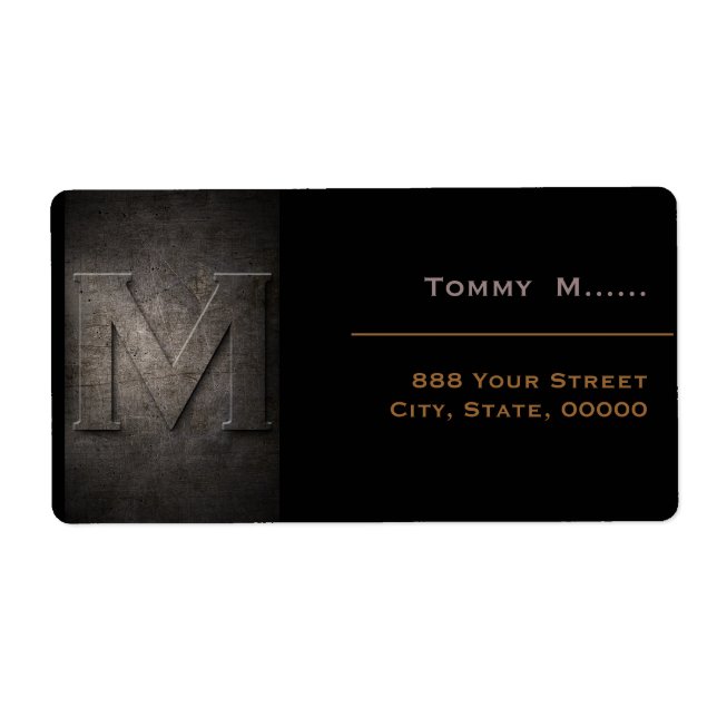 Bronze Black Metal Monogram M Address Label (Front)