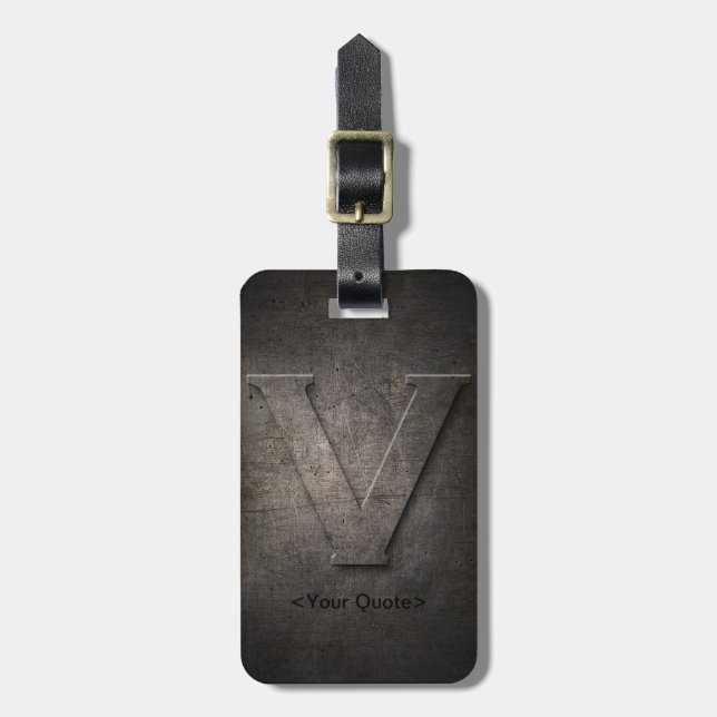 Bronze Black Metal V Monogram Travel Luggage Tag (Front Vertical)