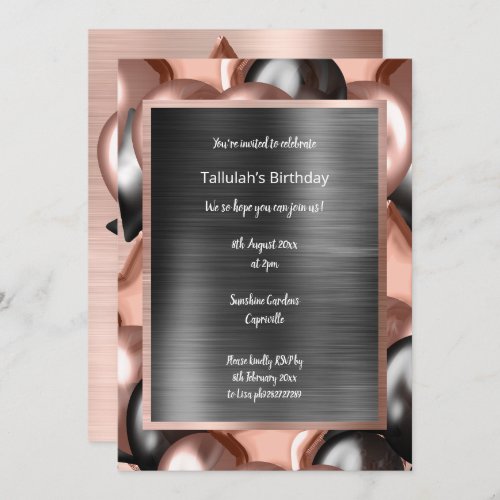 BRONZE BLACK METALLIC BALLOON INVITATION