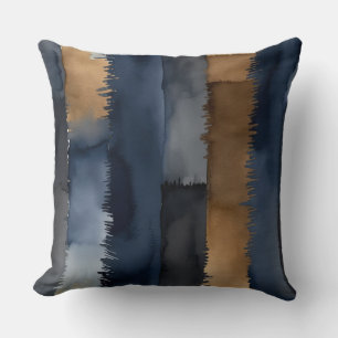 Bronze Blue and black abstract Throw Pillow