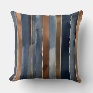Bronze Blue and copper stripes Throw Pillow