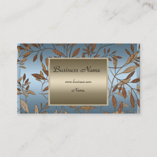 Bronze Blue Brown Floral Elegant Business Card