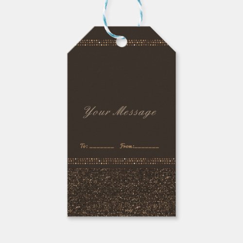 Bronze Brown Chic Sparkling Glam Party Favor Gift Tags