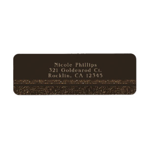 Bronze Brown Chic Sparkling Glam Party Invitation Label