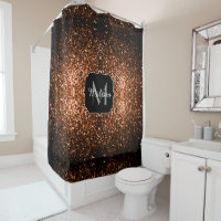 Bronze brown copper faux glitters sparkle Monogram