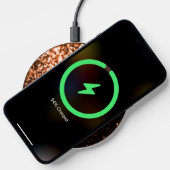 Bronze brown copper faux glitters sparkle Monogram Wireless Charger (Phone)