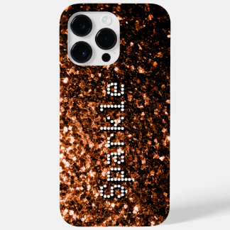 Bronze brown copper faux glitters sparkles Text Case-Mate iPhone 14 Pro Max Case