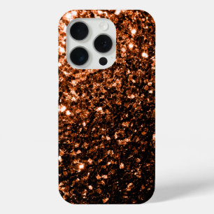 Bronze brown faux glitter sparkles iPhone 15 pro case