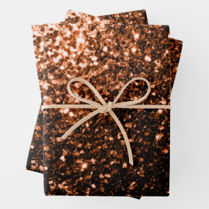 Bronze brown faux glitter sparkles wrapping paper sheets