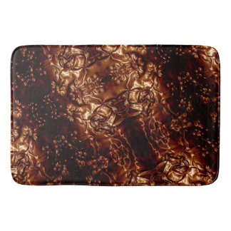 Bronze Brown Floral Embossing Art Bath Mat