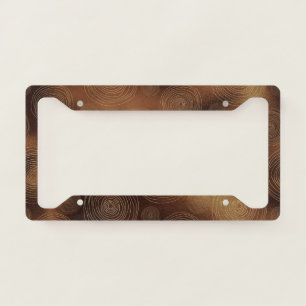 Bronze Brown Irregular Circle Golden Swirls Detail License Plate Frame