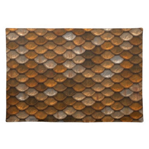 Bronze Brown Mermaid Fish Scale Dragon Texture Cloth Placemat