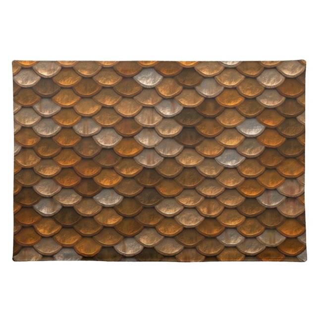 Bronze Brown Mermaid Fish Scale Dragon Texture Cloth Placemat (Front)