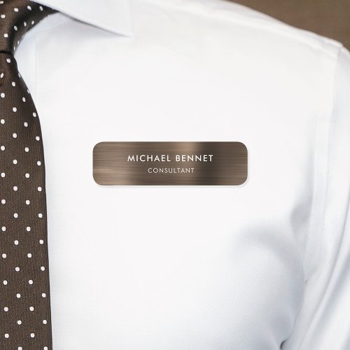 Bronze Brown Metallic Professional Business Name Tag