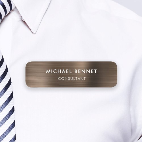 Bronze Brown Metallic Professional Business Name Tag