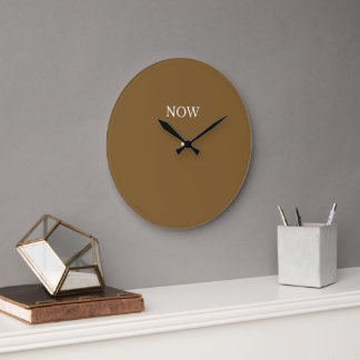 Bronze Brown Solid Color Minimalist Design Plain Large Clock