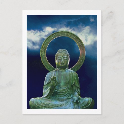 Bronze Buddha photo painting postcard