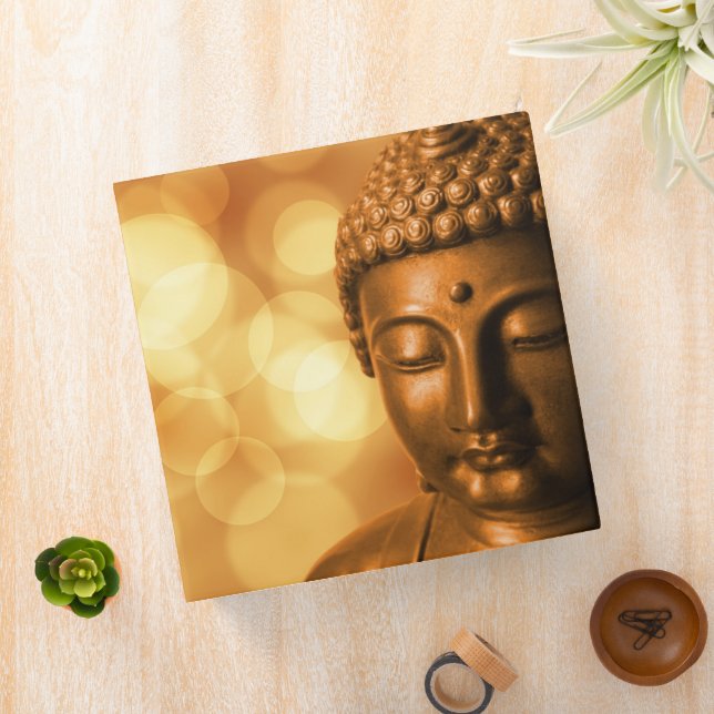 Bronze Buddha Statue with Golden Bokeh Background 3 Ring Binder (In Situ)