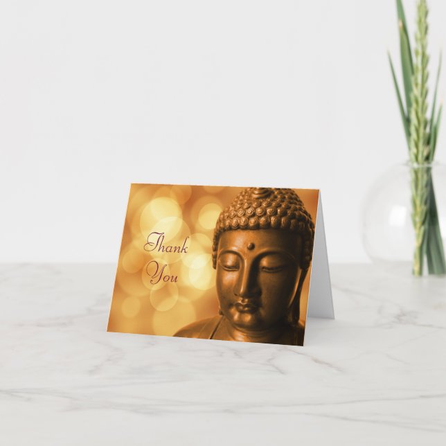 Bronze Buddha Statue with Golden Bokeh Thank You (Front)
