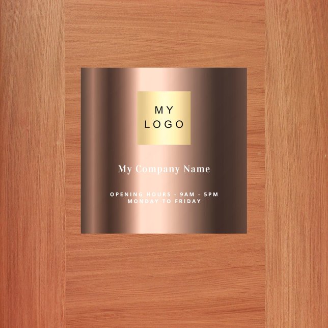 Bronze business logo name opening hours door sign wall decal  (Creator Uploaded)