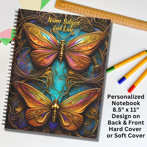 Bronze Butterflies on Aqua Blue Notebook