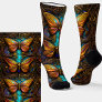 Bronze Butterflies on Aqua Blue Socks