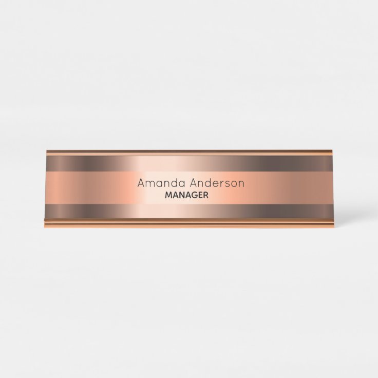 Bronze copper metallic name title desk name plate | Zazzle