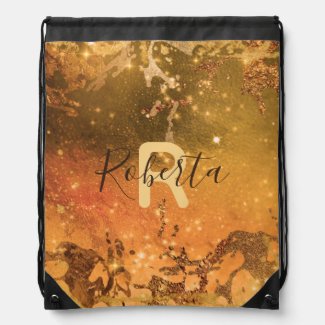 Bronze Copper Modern Glam Chic Sparkly Abstract Drawstring Bag