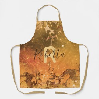 Bronze Copper Modern Glam Chic Sparkly With Name Apron