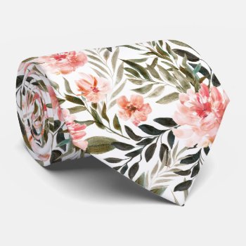 Bronze Coral Summer Floral Watercolor Flowers Neck Tie by IYHTVDesigns at Zazzle