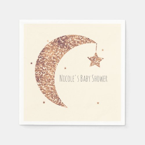 Bronze Cream Moon  Stars Baby Shower Napkins