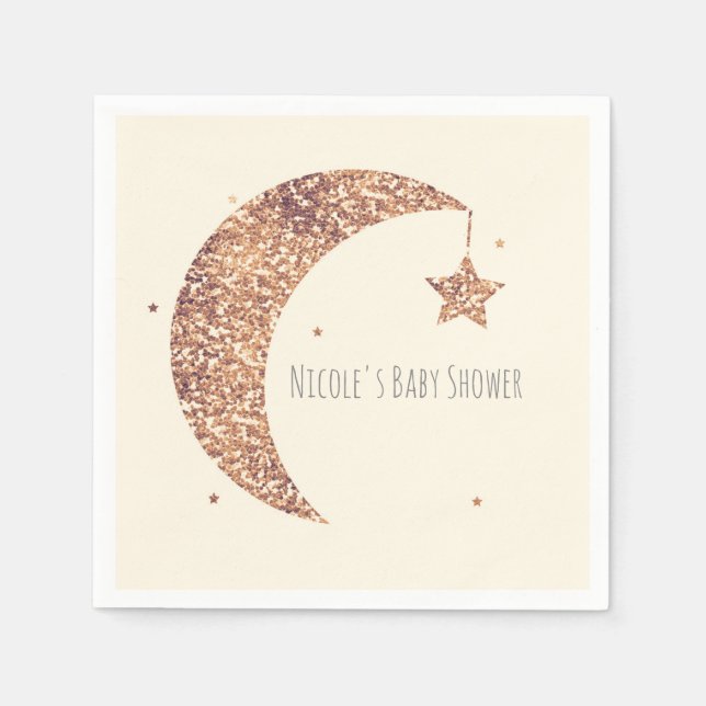 Bronze Cream Moon & Stars Baby Shower Napkins (Front)