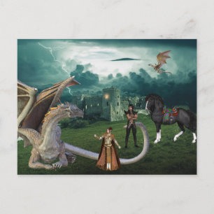 Bronze Dragon Elf Fantasy Postcard