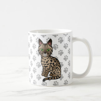 Bronze Egyptian Mau Cute Cartoon Cat Illustration Coffee Mug