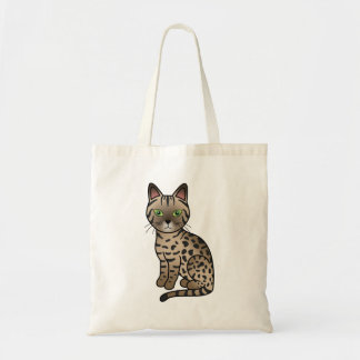 Bronze Egyptian Mau Cute Cartoon Cat Illustration Tote Bag