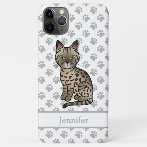 Bronze Egyptian Mau Cute Cartoon Cat  Name iPhone 11 Pro Max Case