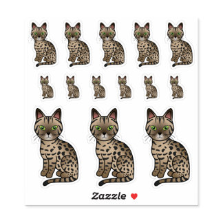 Bronze Egyptian Mau Cute Cartoon Cats Sticker