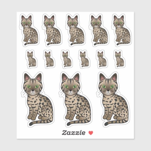 Bronze Egyptian Mau Cute Cartoon Cats Sticker