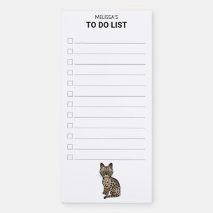 Bronze Egyptian Mau Cute Cat To Do List & Name Magnetic Notepad