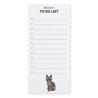 Bronze Egyptian Mau Cute Cat To Do List &amp; Name Magnetic Notepad